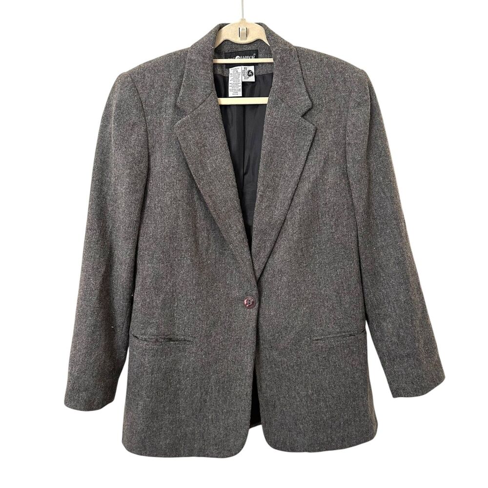 SAG HARBOR Vintage Wool Oversized Blazer Gray Sz 14
